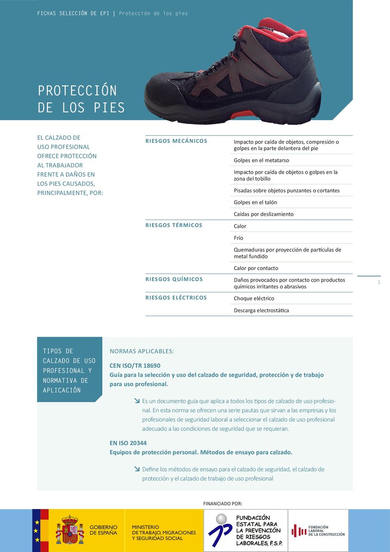 Selección de EPI: protección para los pies.