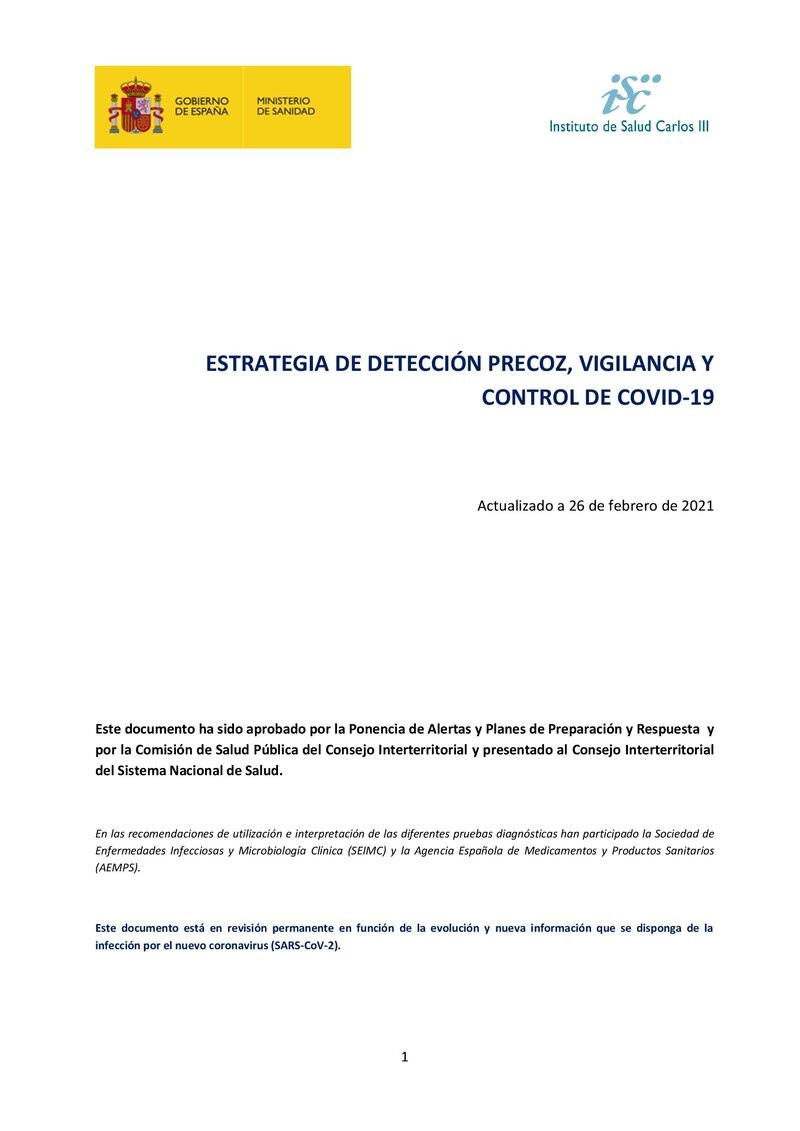 Estrategia de detección precoz, vigilancia y control de covid-19