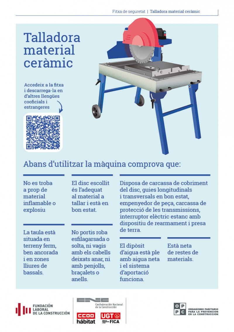 Normas de seguridad de la tronzadora de cerámica (catalán)