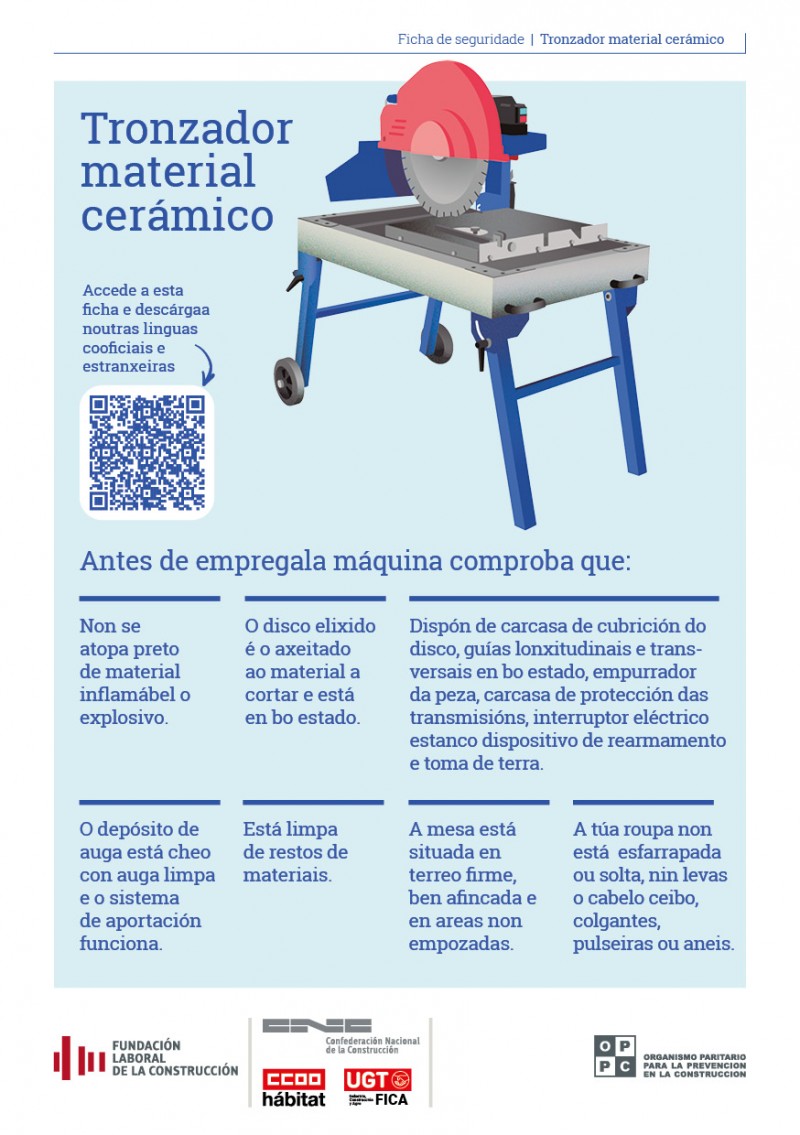 Normas de seguridad de la tronzadora de cerámica (gallego)