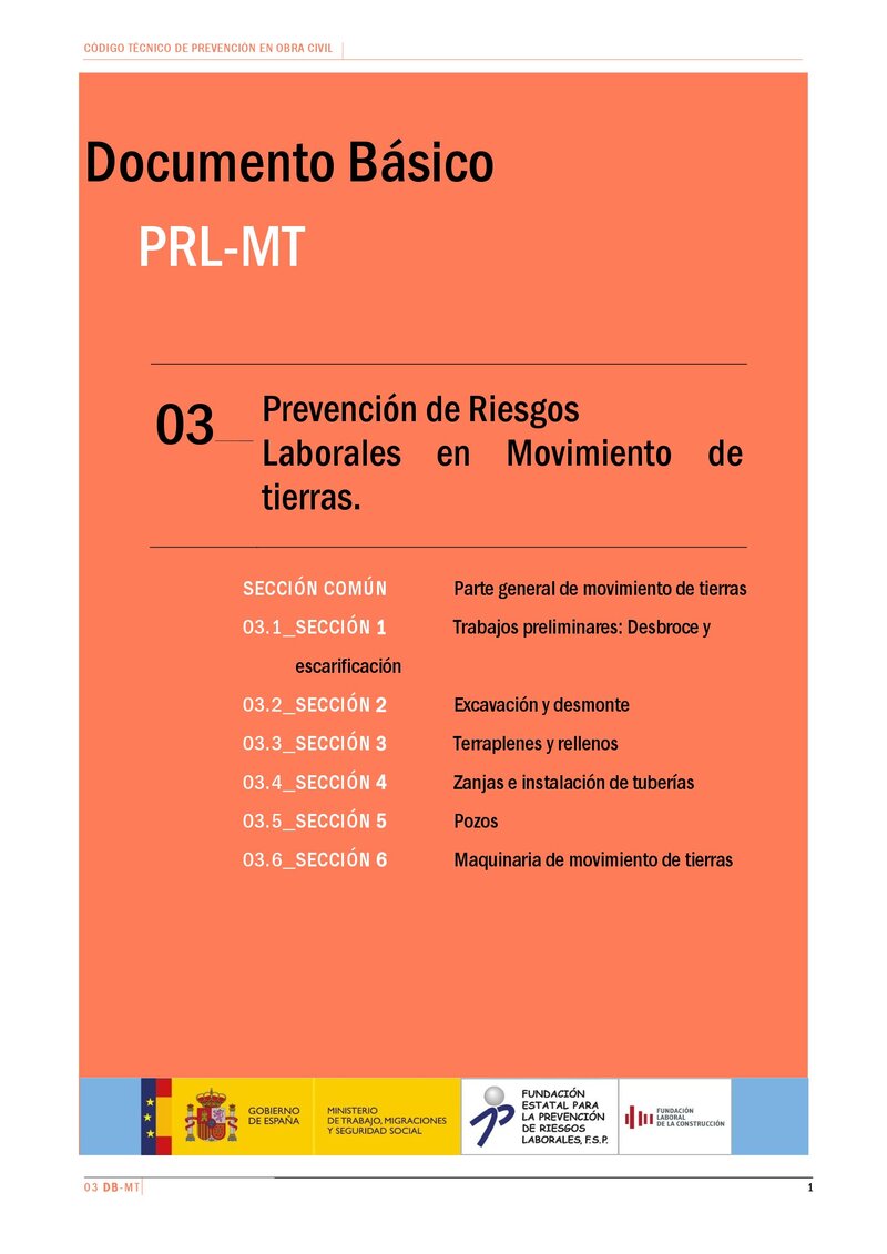 Documento Básico DB-PRL-MT. MOVIMIENTO DE TIERRAS