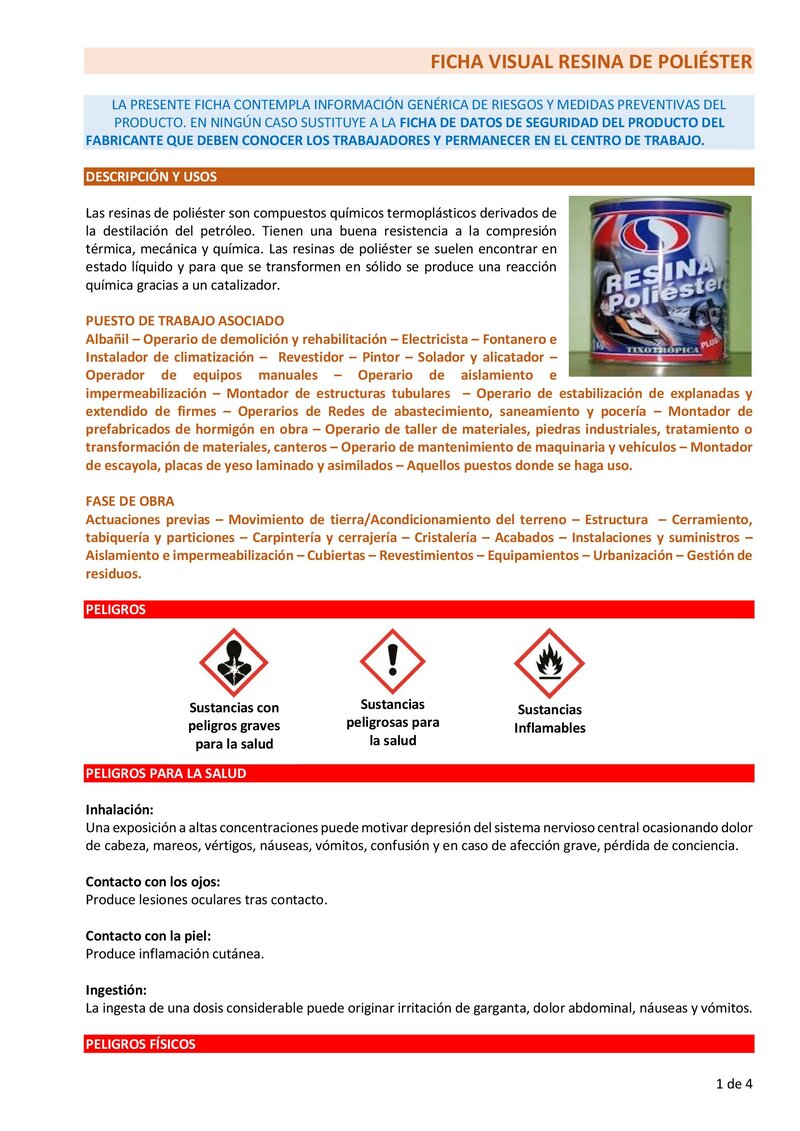 Resina de poliéster. Información básica.