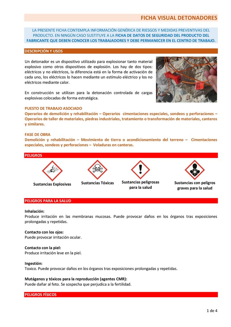 Detonador. Información básica.