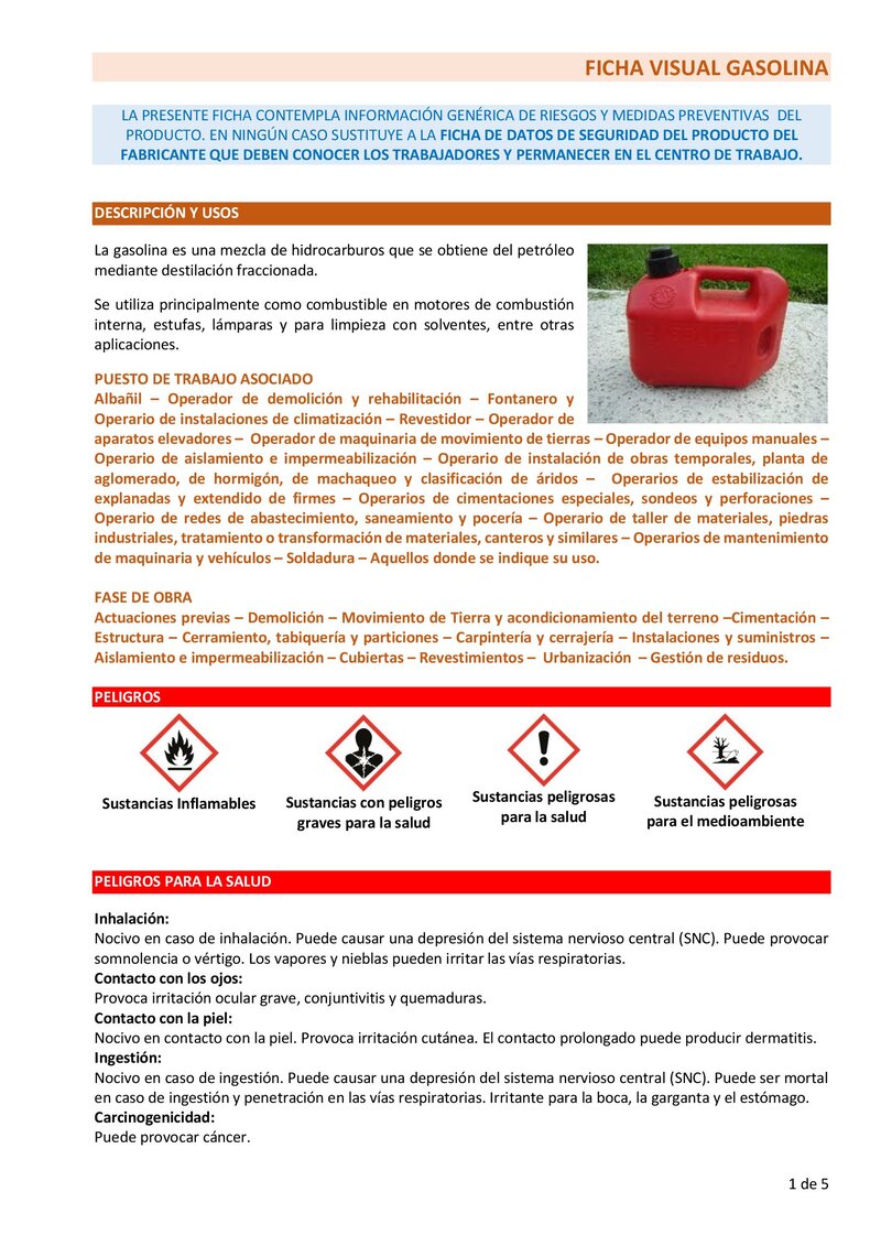 Gasolina. Información básica.