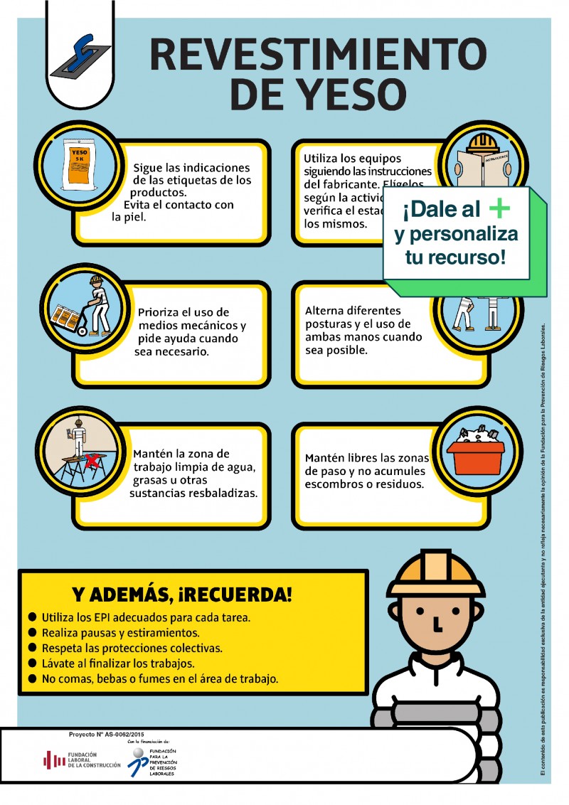 Seguridad en el trabajo de revestimiento de yeso.