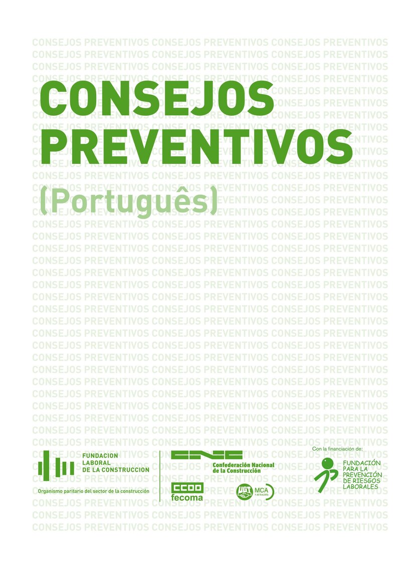 Consejos preventivos para la construcción, en portugués