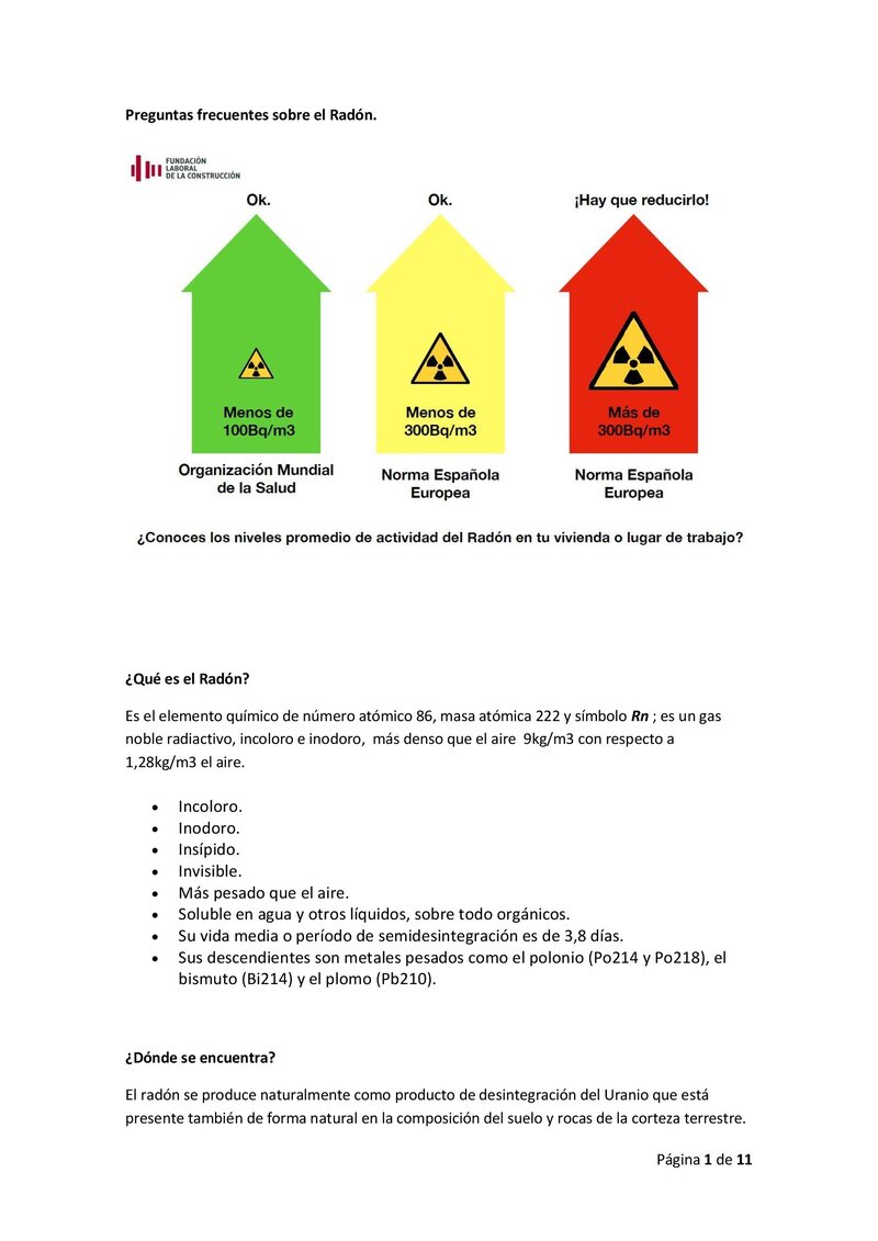 Consideraciones generales sobre el uso del radón.